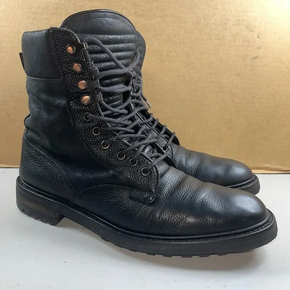 Men’s Rag & Bone Spencer Commando Black Leather Boot Size 10 (43) made in Italy - Picture 1 of 8